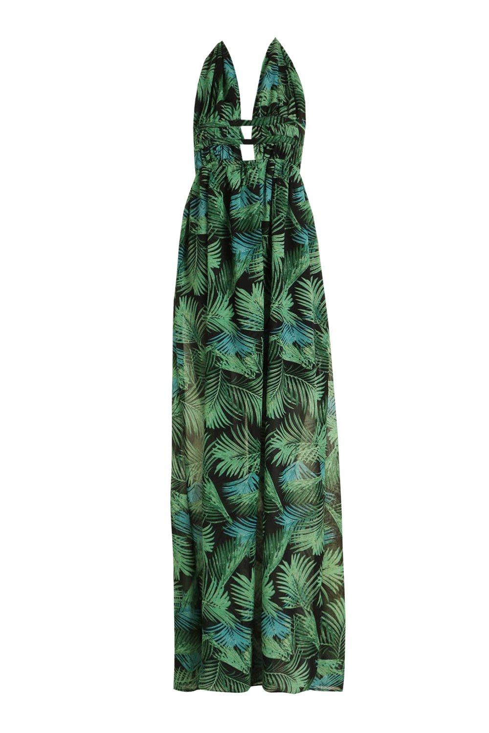 Green palm best sale print maxi dress